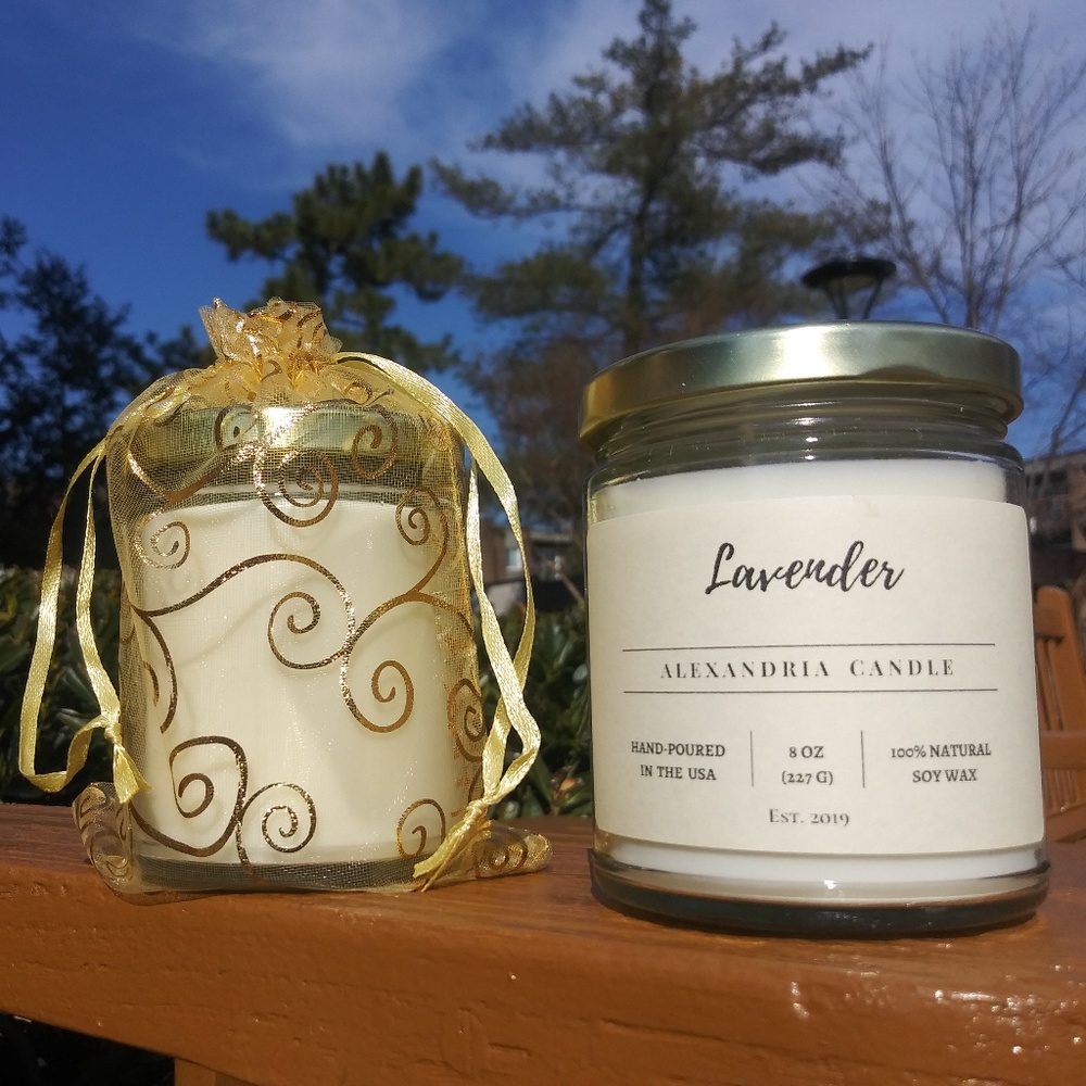 Lavender Scented Soy Wax Candle - 8 oz